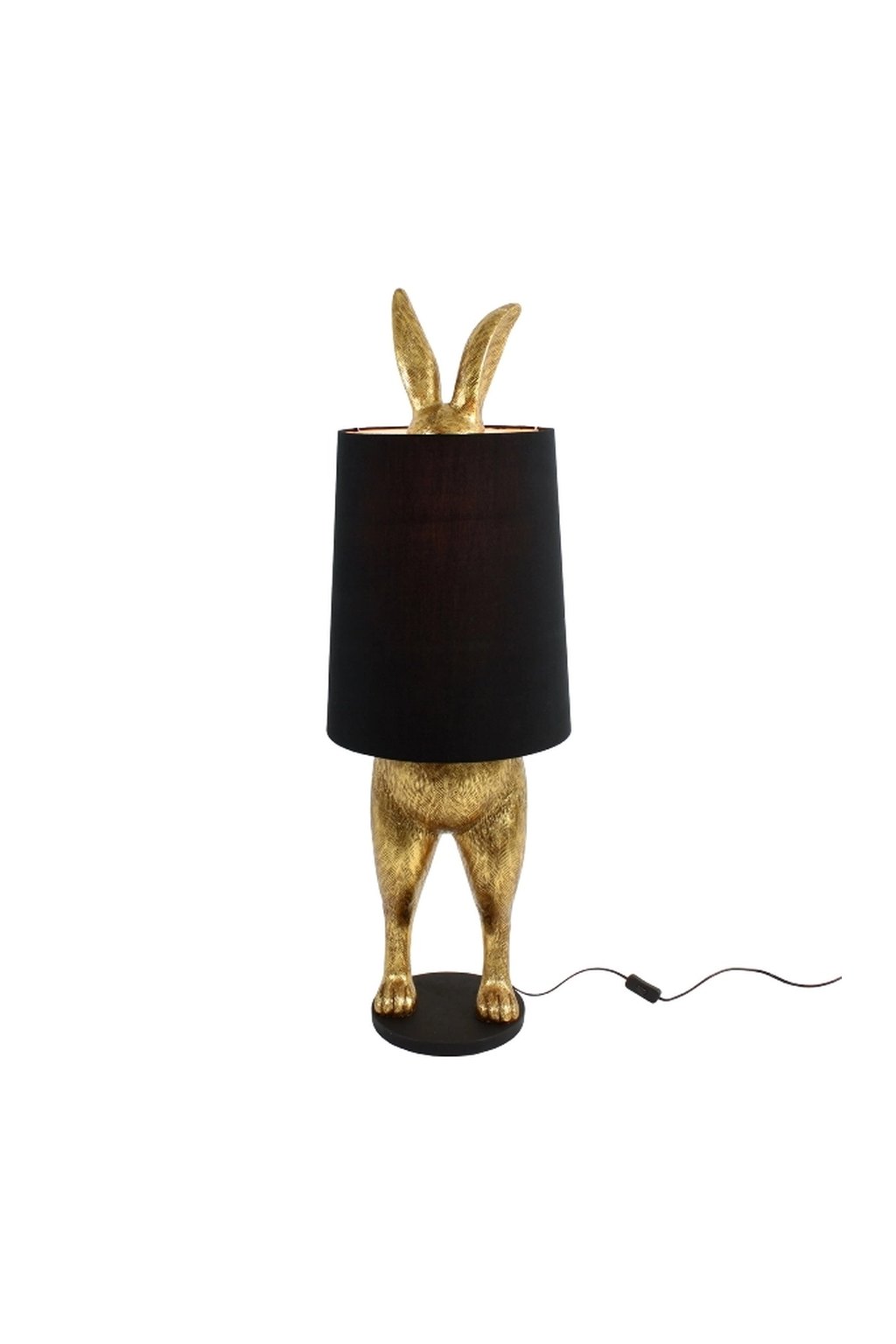 Lampadaire Hiding Rabbit doré et noir sur fond blanc