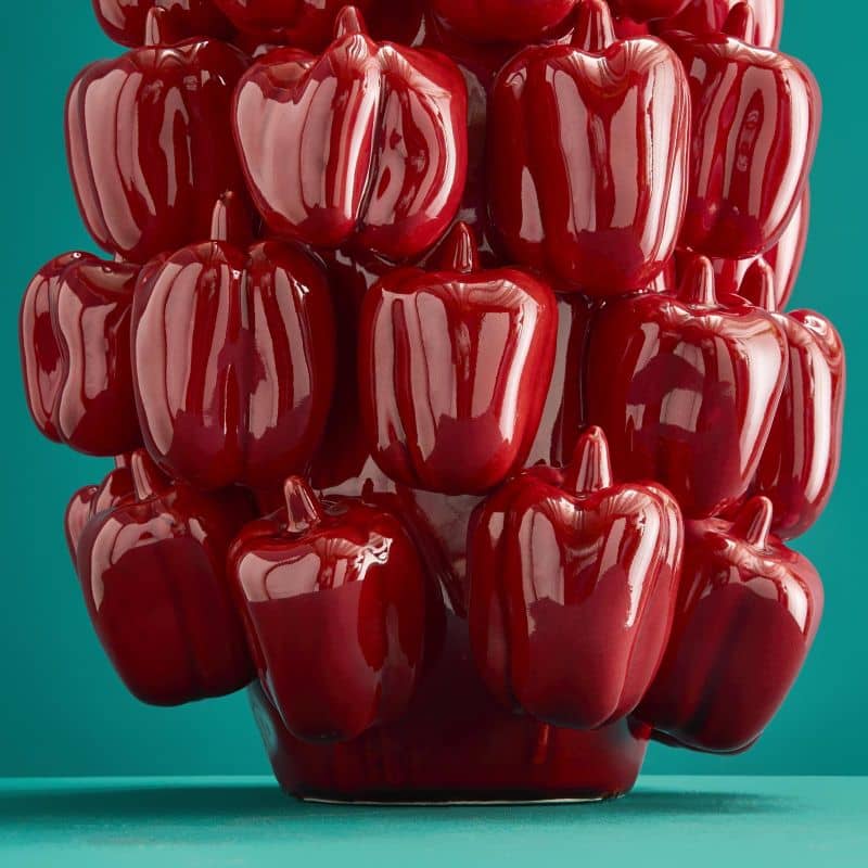 Vase Paprika édition limitée, vue rapprochée de la finition émaillée brillante, DUNE & CO
