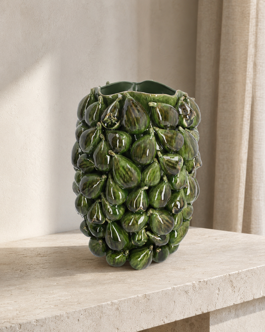 Vase Figues vert en céramique brillante — H 43 cm
