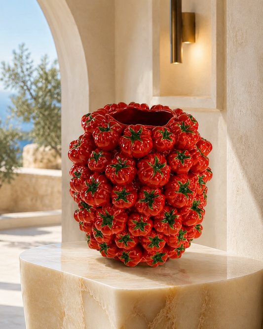 Vase Tomates — Céramique Rouge, Grand Format