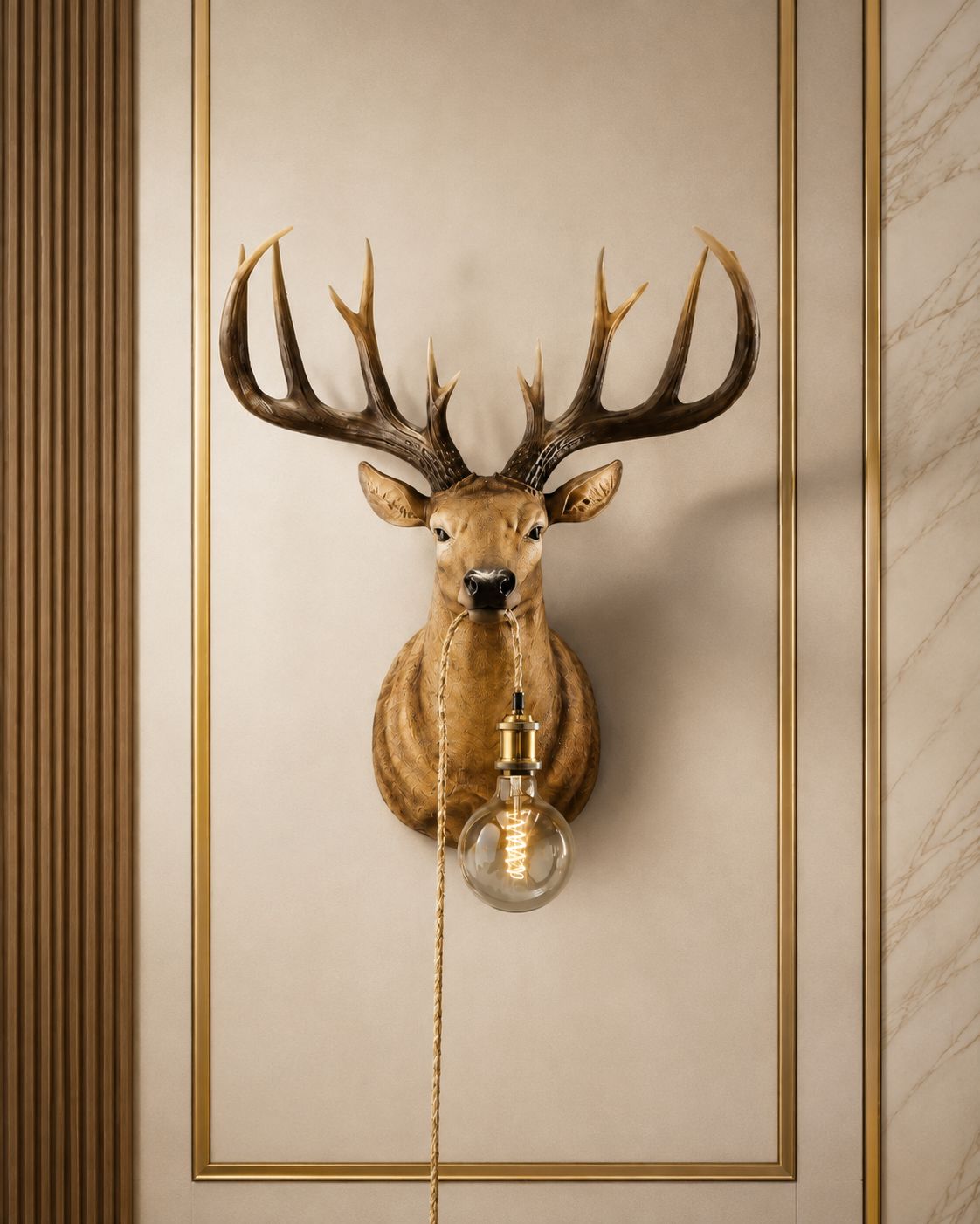 Applique murale Harry en forme de cerf dans un intérieur élégant et lumineux