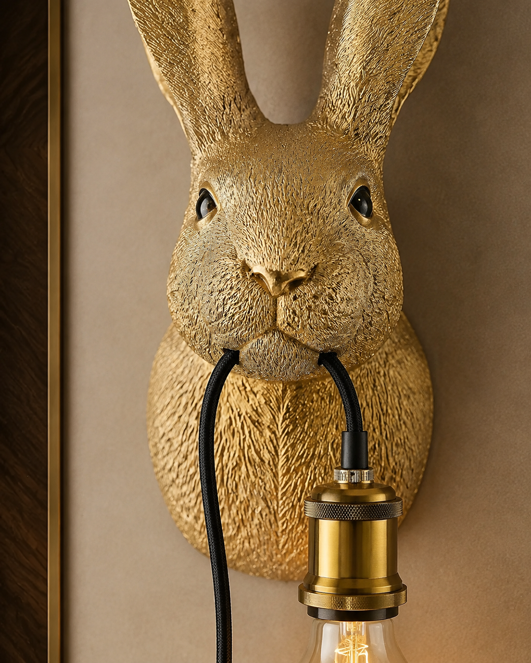 Applique murale Hasi – Lapin doré H.46 cm