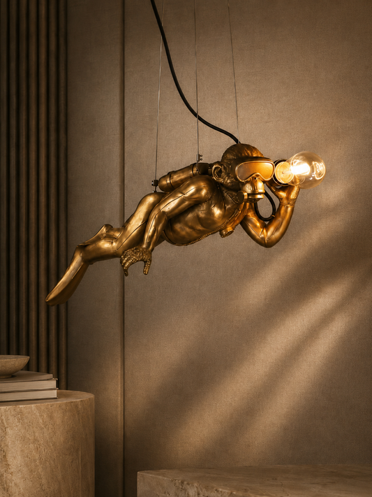 Diver Dave — Plafonnier Sculptural Doré