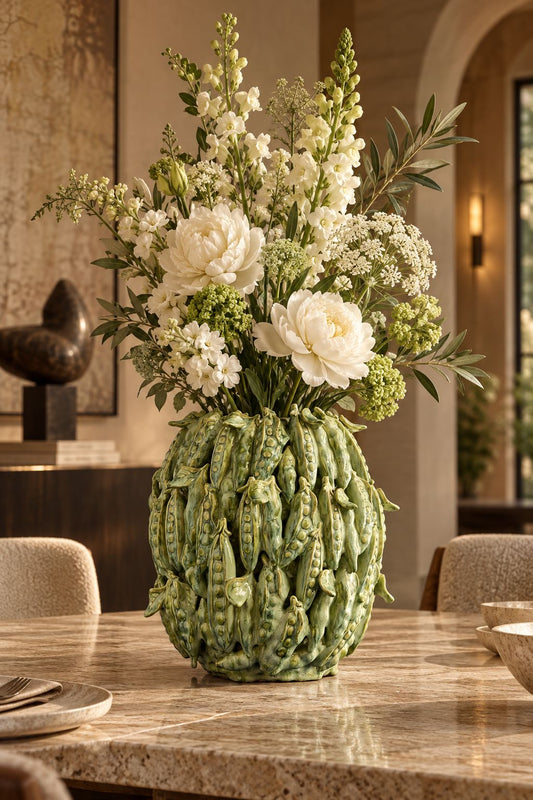 Vase Pois Vert, grès céramique vert profond, DUNE & CO