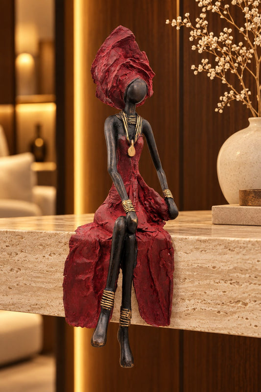 Statue Bronze Madame Cassis 40 cm, finition cassis et bronze, DUNE & CO
